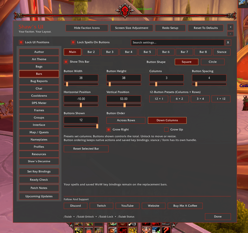 Shaw’s UI — Horde action bar settings